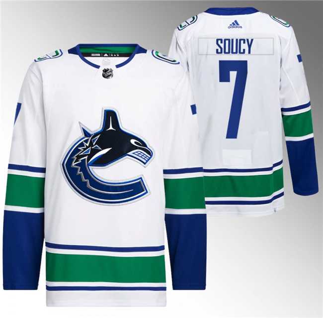 Men%27s Vancouver Canucks #7 Carson Soucy White Stitched Jersey